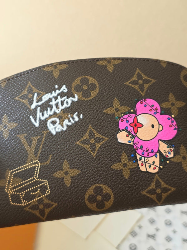 LV Christmas Collection Cosmetic Bag Brown Monogram Canvas 274909