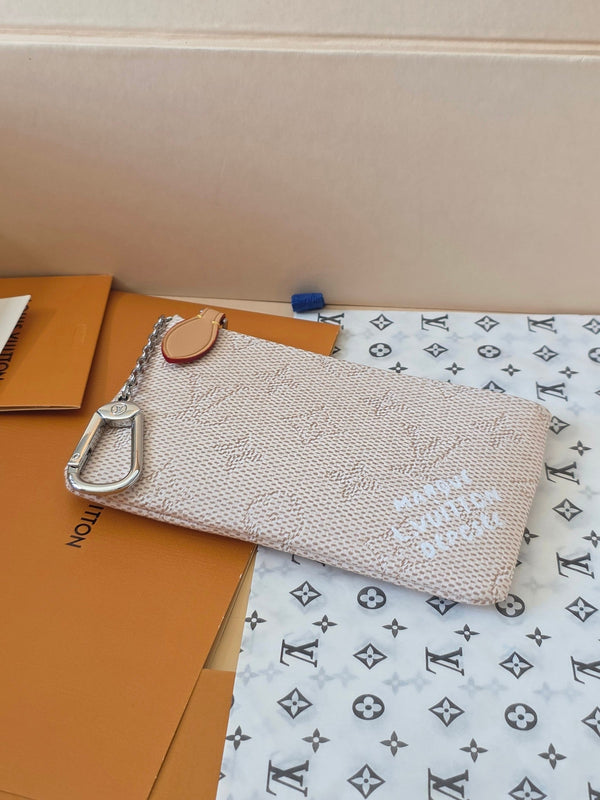 LV Key Pouch S White PVC Fabric with Leather 275145