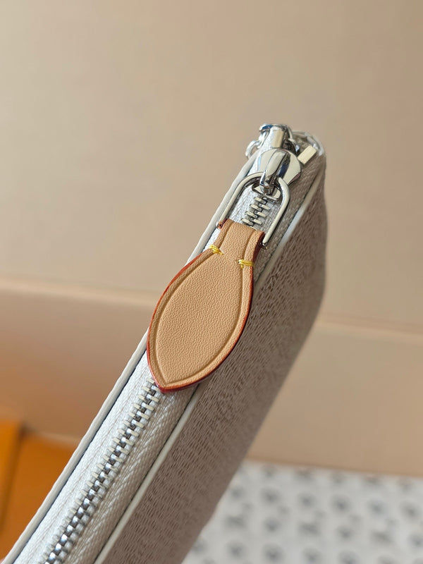 LV Key Pouch S White PVC Fabric with Leather 275145