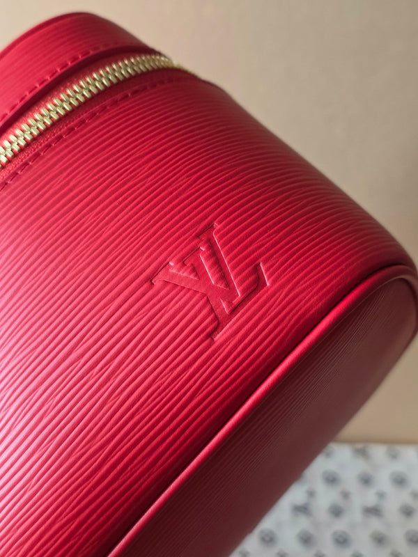 LV Nice Nano Cosmetic 20 Bag Rose Red Epi Leather 275223