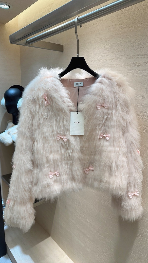 Manteau CELINE en fourrure de renard rose pâle 2025 333411