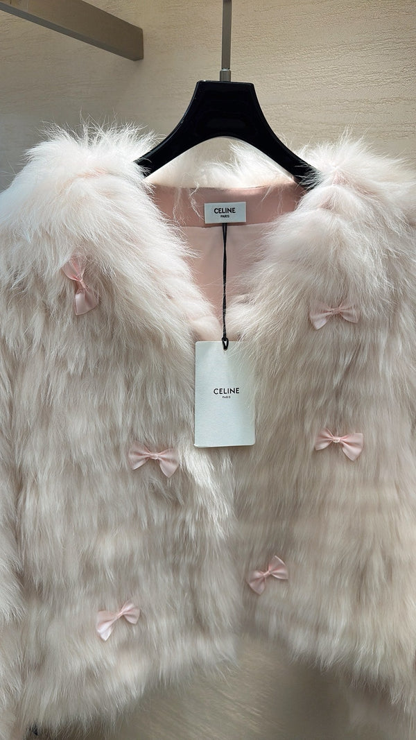 Manteau CELINE en fourrure de renard rose pâle 2025 333411