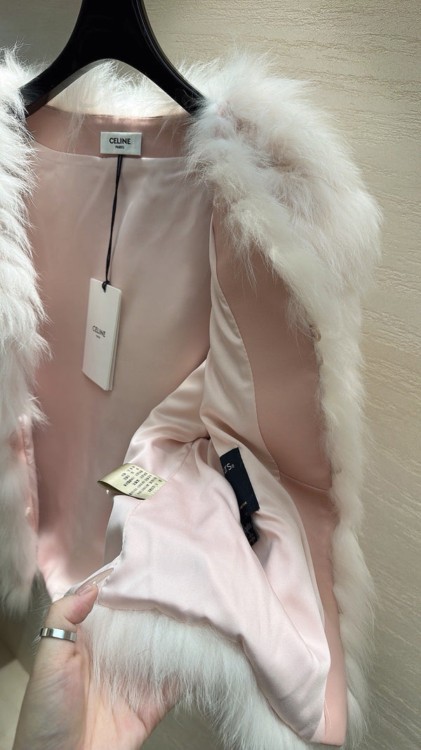 Manteau CELINE en fourrure de renard rose pâle 2025 333411