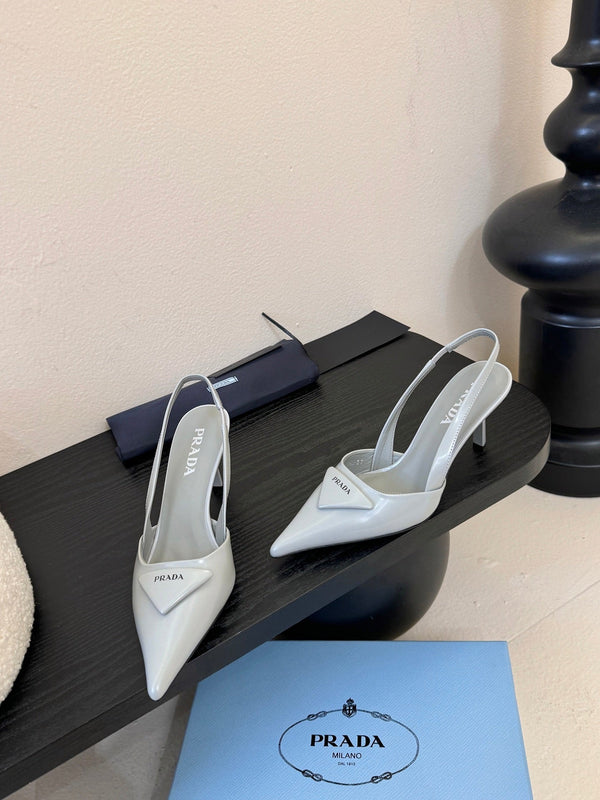 Prada Slingback Triangle-Logo Pumps 60mm Light Blue Lambskin 580365