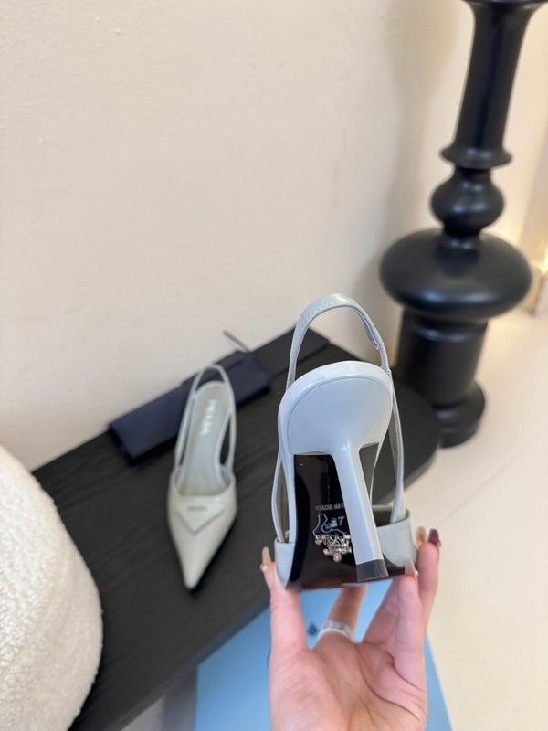 Prada Slingback Triangle-Logo Pumps 60mm Light Blue Lambskin 580365