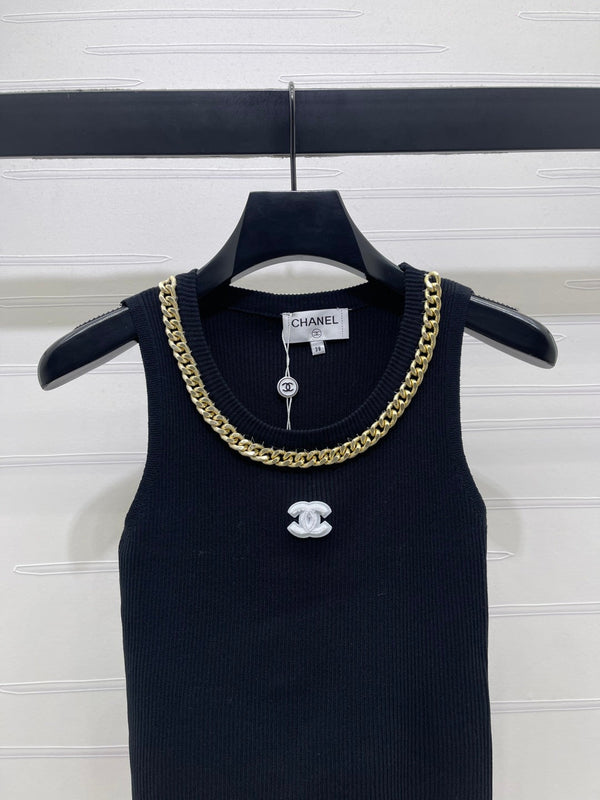 CHANEL Gilet en maille chaîne 26 LAINE BLANC 335390