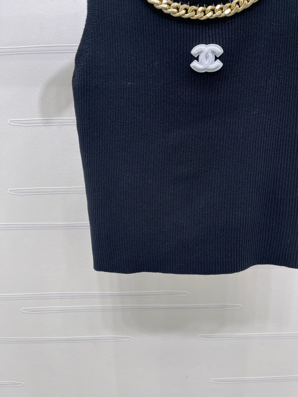 CHANEL Gilet en maille chaîne 26 LAINE BLANC 335390