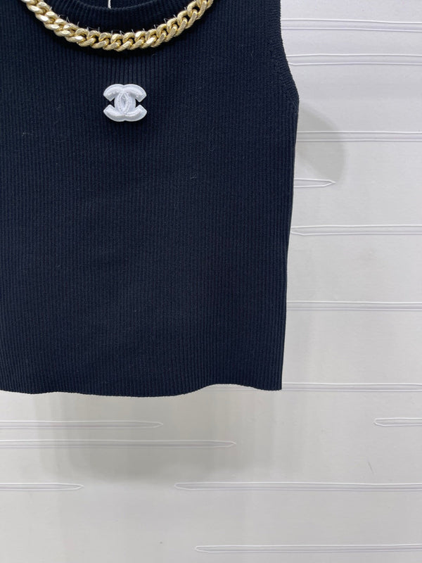 CHANEL Gilet en maille chaîne 26 LAINE BLANC 335390