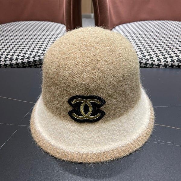 Chapeau seau en peluche Chanel pour femme mélange beige ivoire 980040