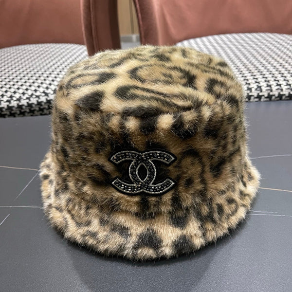 Chanel Korean Style Leopard Print Light Brown Plush Hat 979910