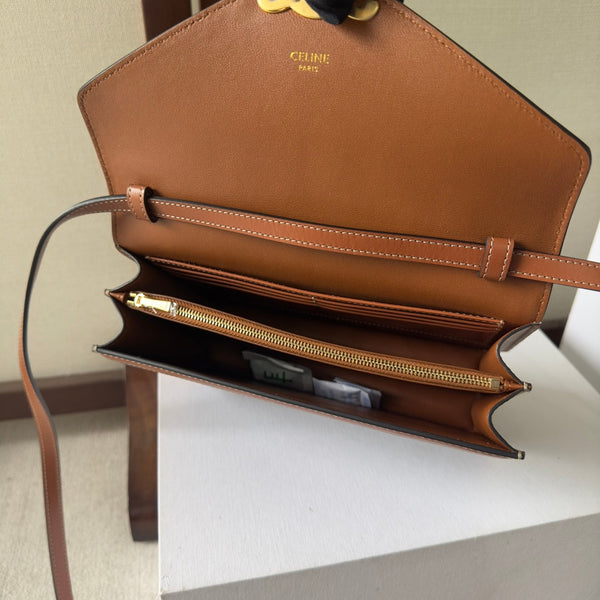 Celine New Large WOC Envelope Black Brown Bag in PVC Fabric with Leather 276284