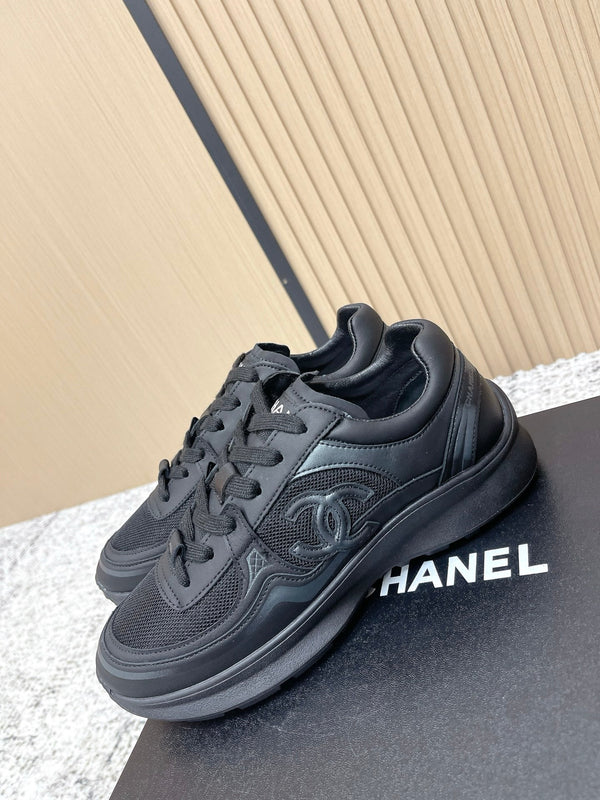 Chanel 26SS Nouvelles Baskets Décontractées Noires en Cuir de Vachette et Tissu Mesh 591413