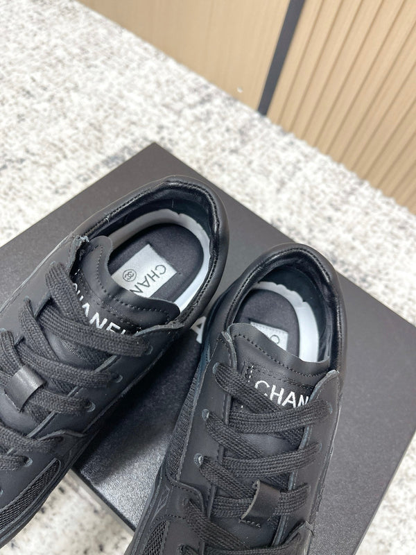 Chanel 26SS Nouvelles Baskets Décontractées Noires en Cuir de Vachette et Tissu Mesh 591413