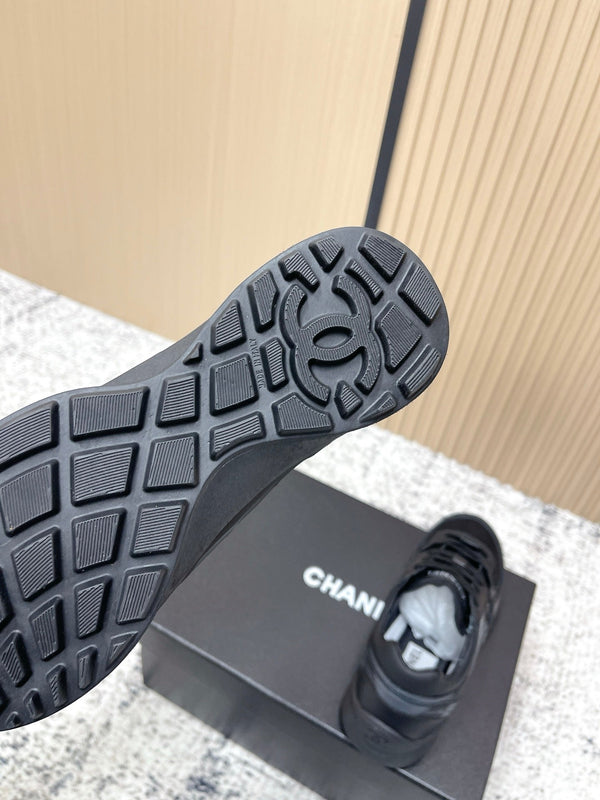 Chanel 26SS Nouvelles Baskets Décontractées Noires en Cuir de Vachette et Tissu Mesh 591413