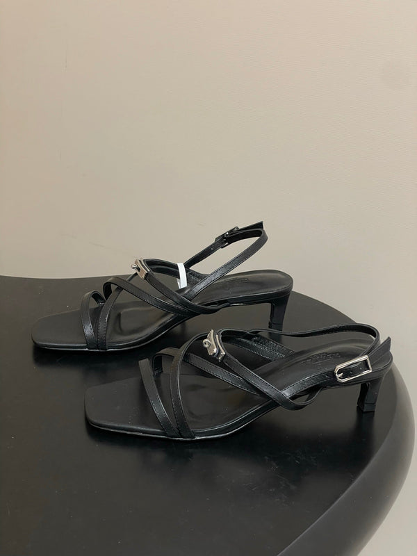 HM Muse Sandal 40 Black in Calfskin 593820