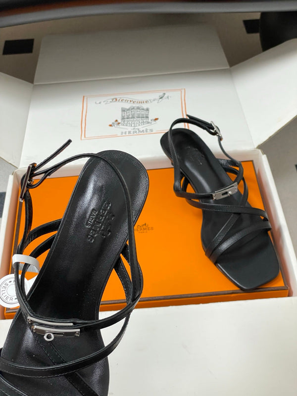 HM Muse Sandal 40 Black in Calfskin 593820