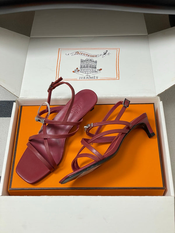 HM Muse Sandal 40 Burgundy in Calfskin 593819