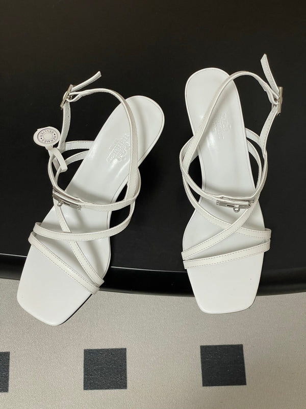 HM Muse Sandal 70 White in Calfskin 593818