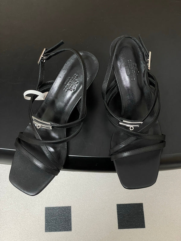HM Muse Sandal 70 Black in Calfskin 593816