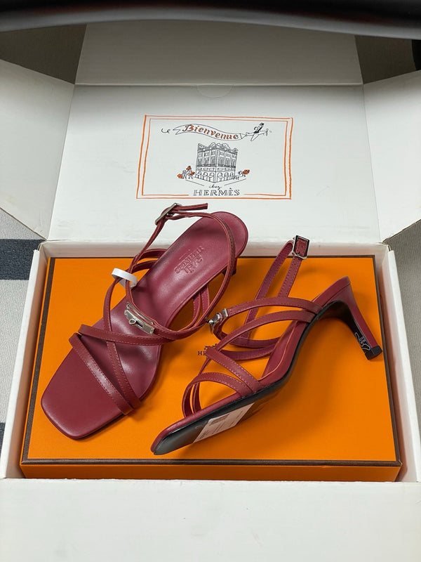 HM Muse Sandal 70 Burgundy in Calfskin 593815