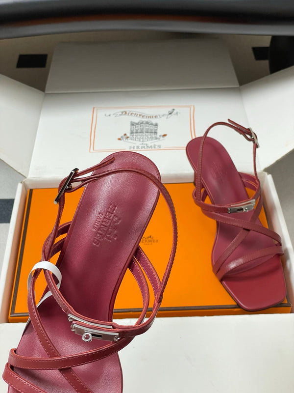 HM Muse Sandal 70 Burgundy in Calfskin 593815