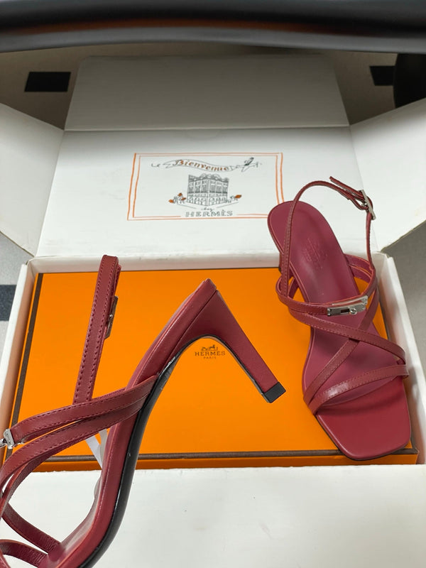 HM Muse Sandal 70 Burgundy in Calfskin 593815