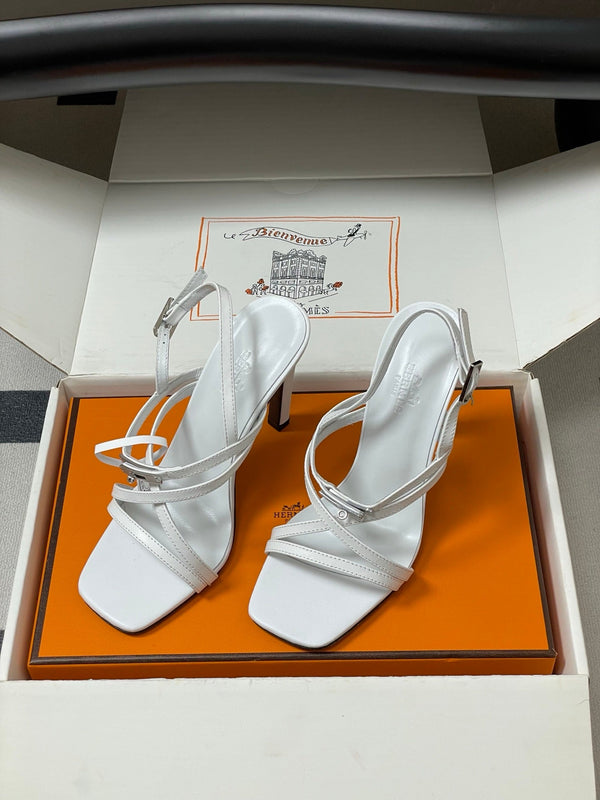 HM Muse Sandal 100 White in Calfskin 593814