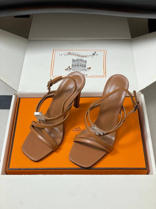 HM Muse Sandal 100 Brown in Calfskin 593813