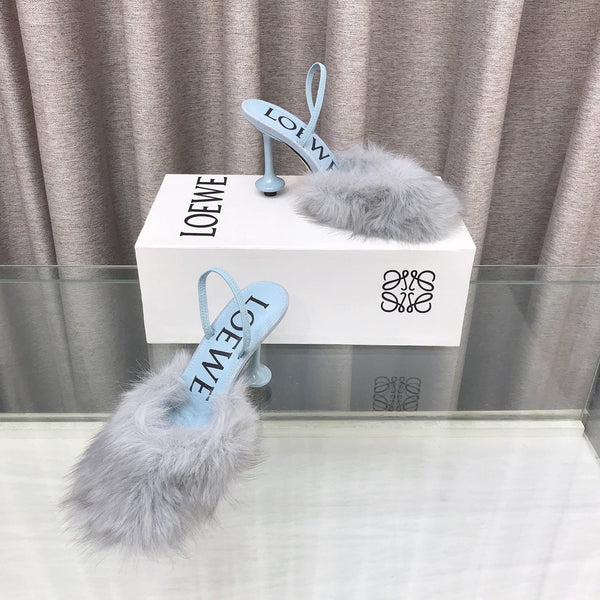 Loewe Mule fourrée 25SS 100 bleue en renard 597444
