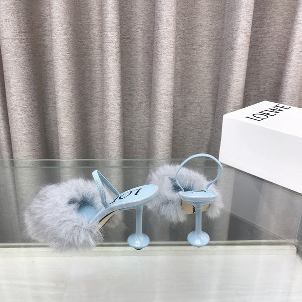 Loewe Mule fourrée 25SS 100 bleue en renard 597444