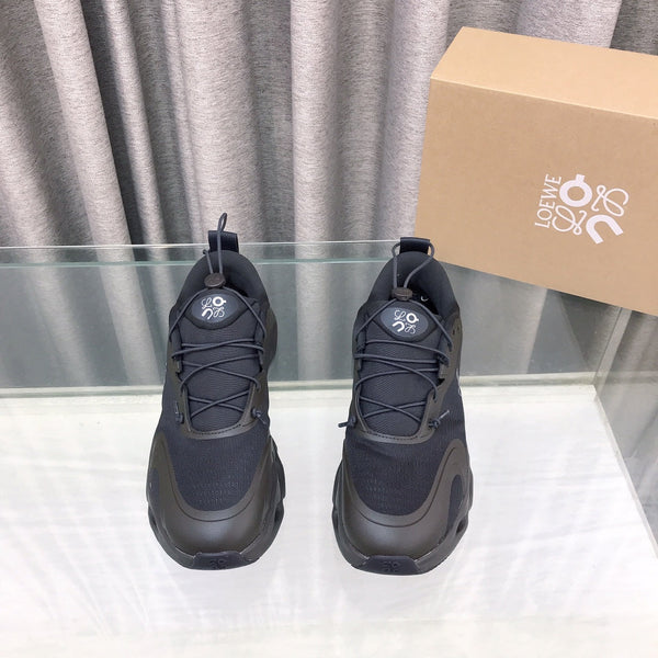 Loewe x on Angpao Couple Running Sneakers Charcoal Black Nylon Calfskin 597419