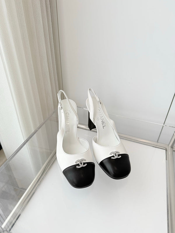Chanel 26 High Heels Black White 90 in Lambskin 597387