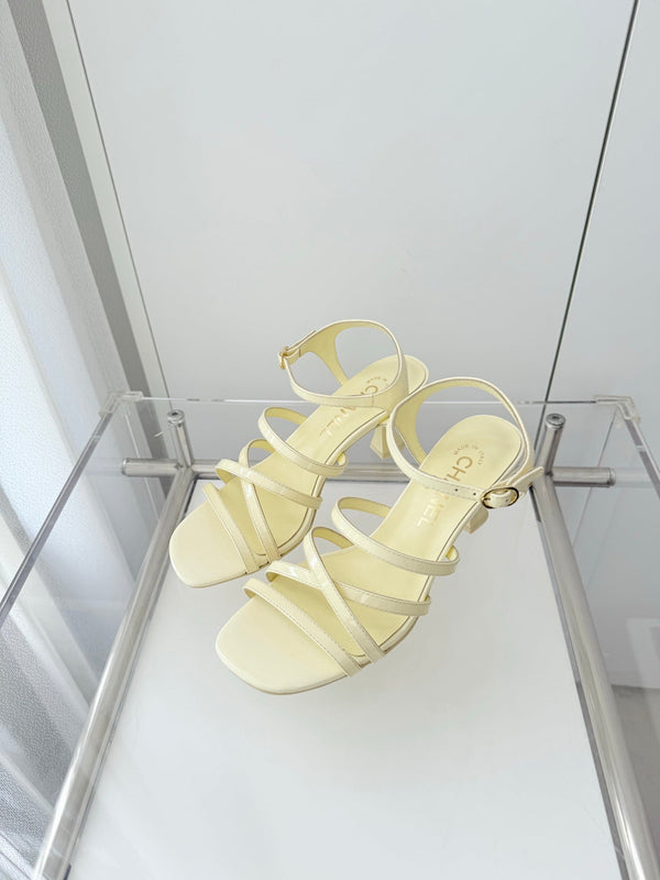 Chanel Cruise 26 Sandal 70mm Lemon Yellow Lambskin 597359