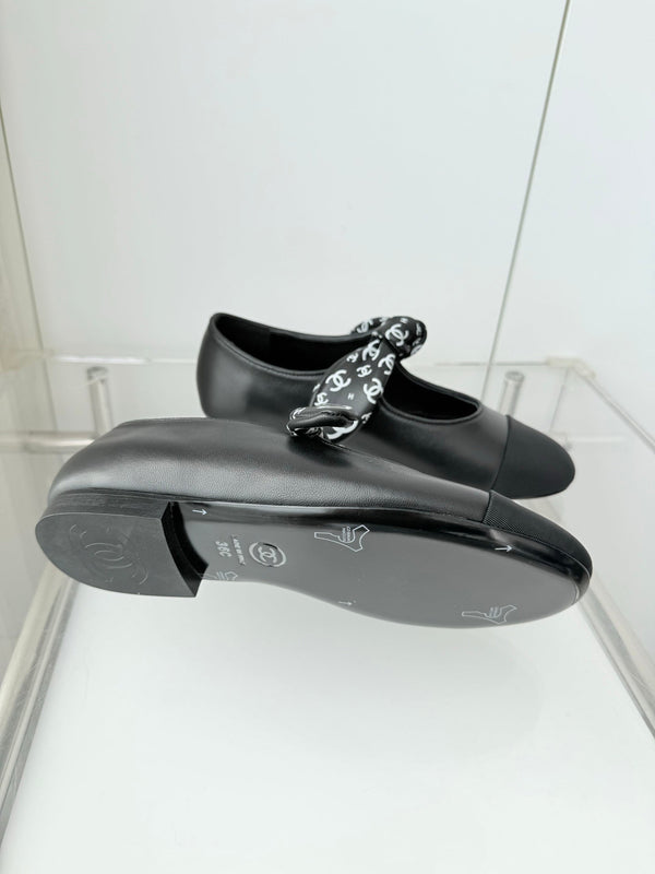 Chanel 26 Double C Heel Pump With Silk Ribbon Black Lambskin 597333