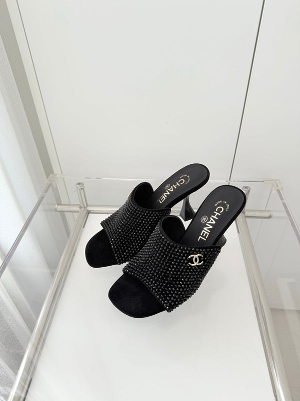 CC 26 Sandale 90 Daim Noir Strass 597375