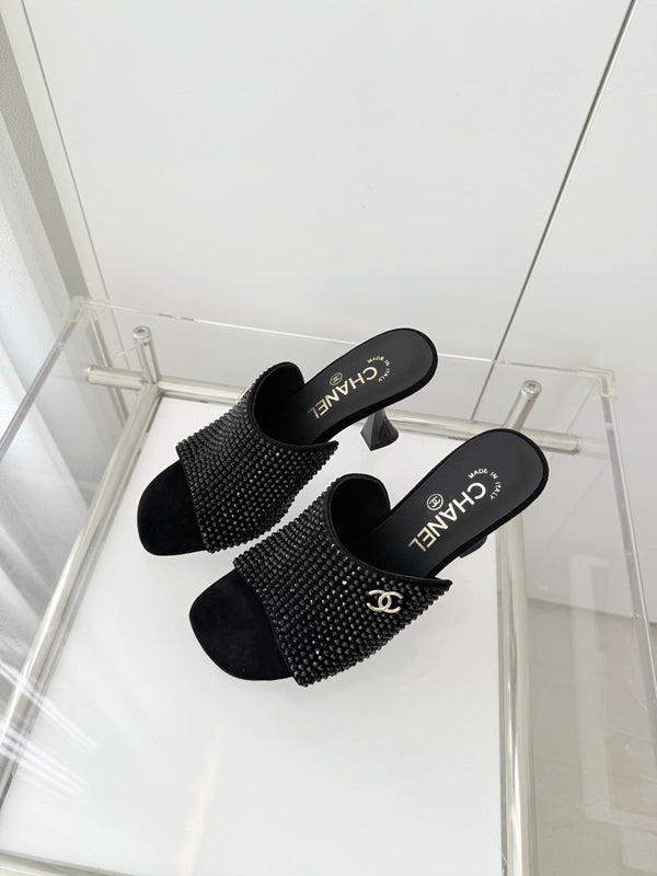 CC 26 Sandale 90 Daim Noir Strass 597375
