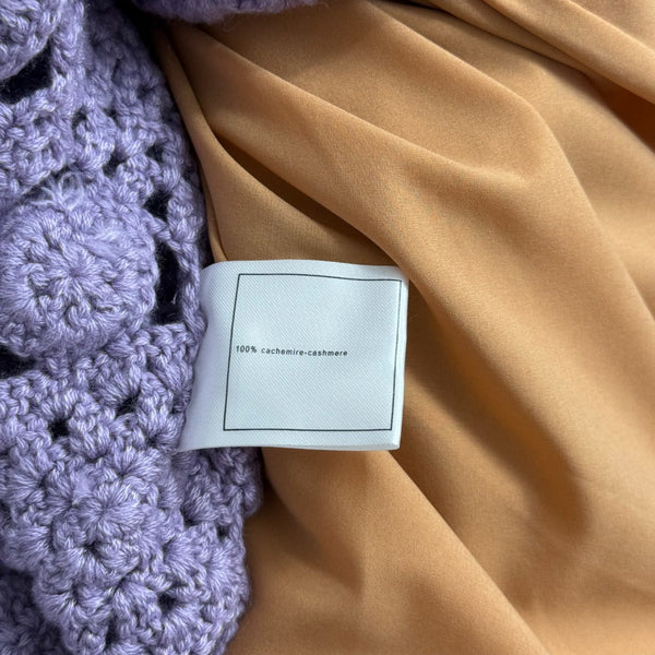 Robe longue évasée à manches longues en maille ajourée Chanel violet cachemire20254806