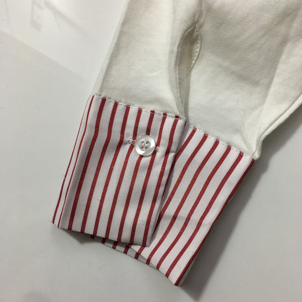 T-shirt à manches longues et col rond Chanel avec blocs de couleurs et rayures, et poche
