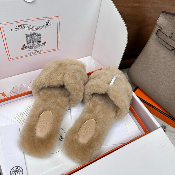 HM Oran Sandale Velours de laine beige clair 598194