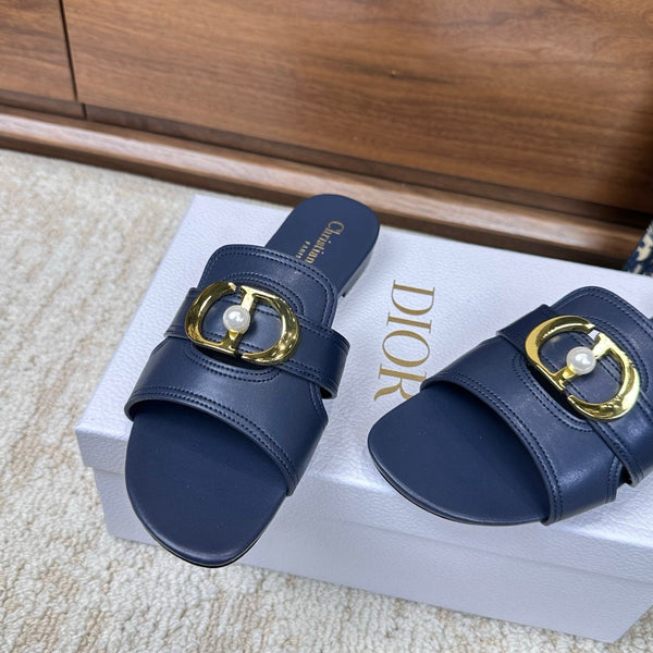CD Montaigne Sandals Dark Blue in Calfskin 598169