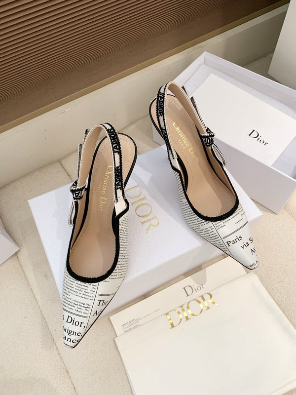 CD J'Adior Strappy Open Back Sandals 95 White in Sheepskin 598122