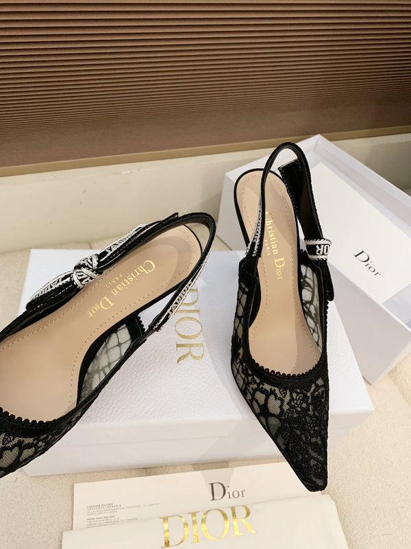 Sandales CD Ribbon Lace noires ouvertes en agneau 95 598116