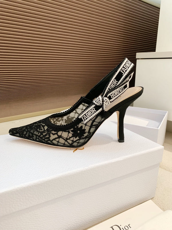 Sandales CD Ribbon Lace noires ouvertes en agneau 95 598116
