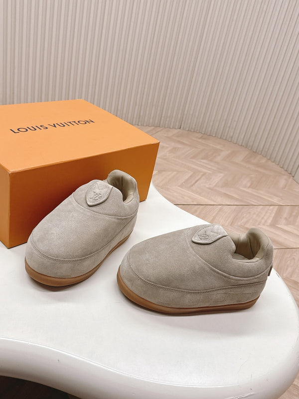 LV x Nigo Collaboration Yeti Sneakers Gray in Suede Cowhide Leather 600795
