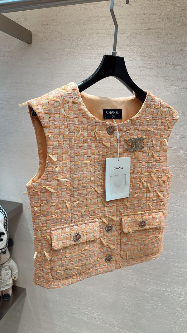 GILET CHANEL SWEET GIRL EN TWEED ORANGE