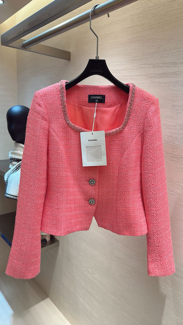 VESTE CHANEL ROSE EN TWEED