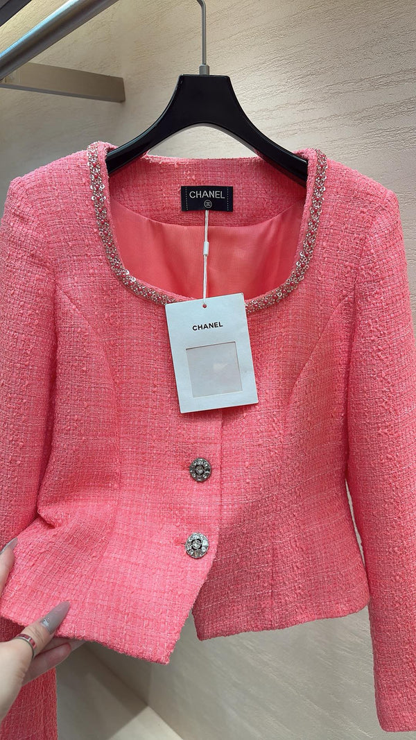 VESTE CHANEL ROSE EN TWEED