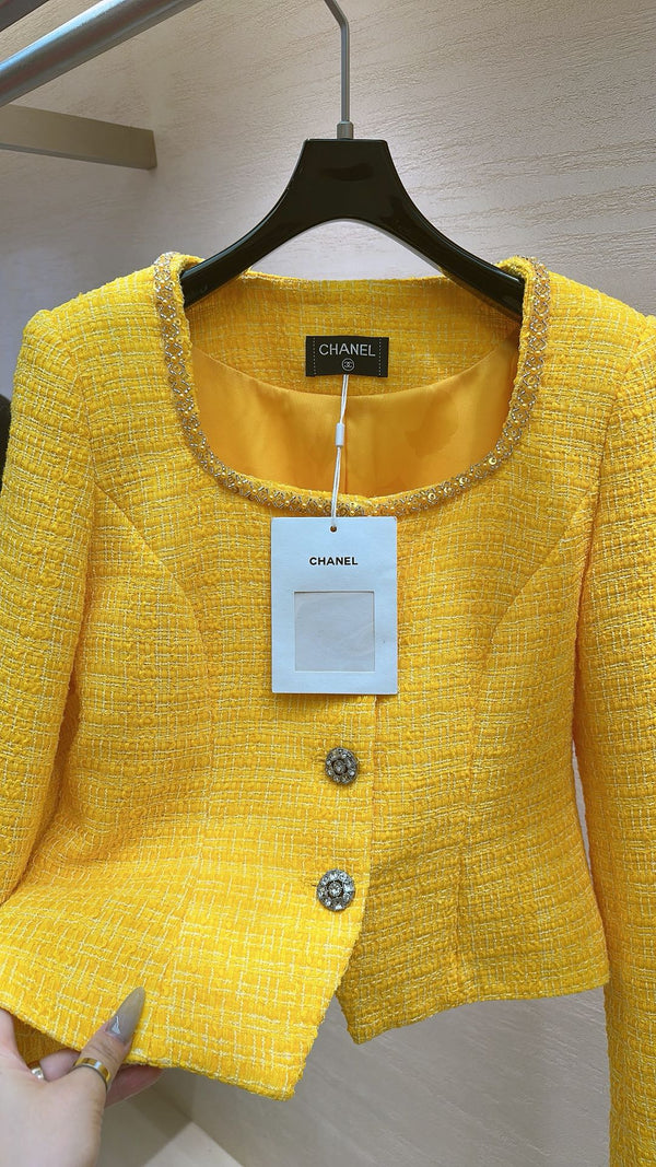 VESTE CHANEL JAUNE EN TWEED