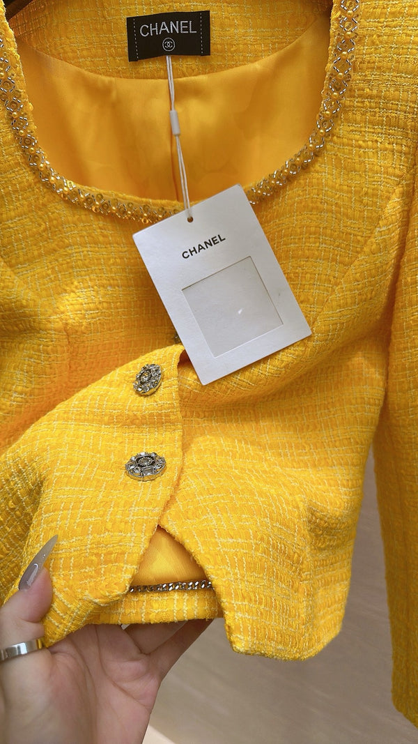 VESTE CHANEL JAUNE EN TWEED