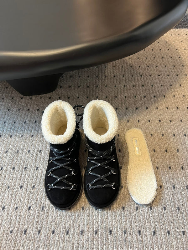 Bottes de neige Miu 26 noires en daim 614799